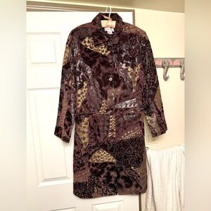 Vintage Newport News 90s y2k Whimsigoth Purple Gold Silver Black Suede Duster 12